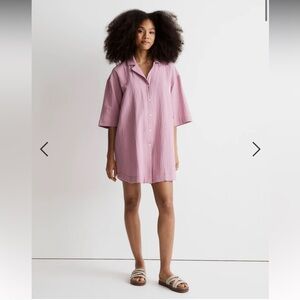 Madewell Crinkle Cotton Cover-Up Mini Shirtdress